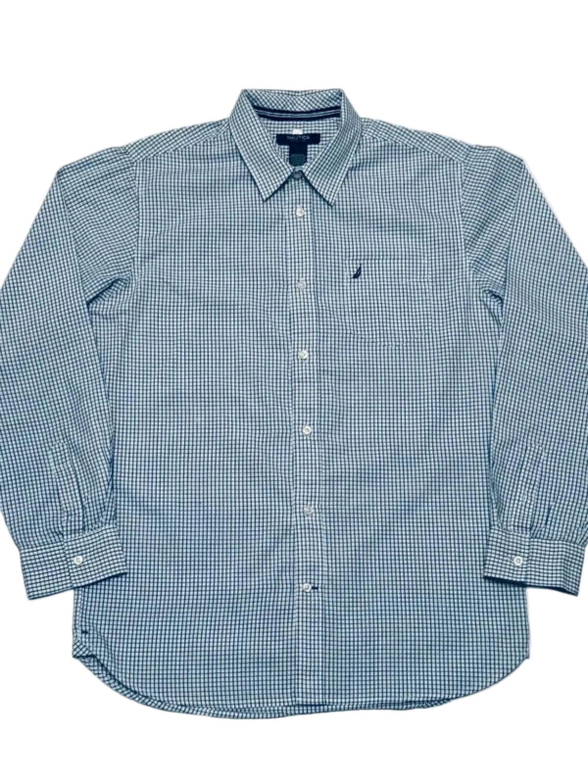 Nautica Long Sleeve Shirt Men’s Size Small Dark Blue and white Checked