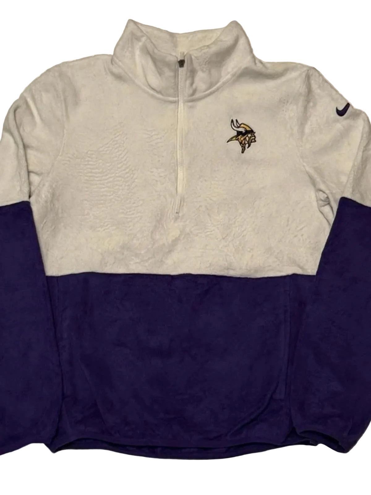 Nike Minesota Vikings Fleece Men's Extra Small (XS) White and Purple Quarter Zip