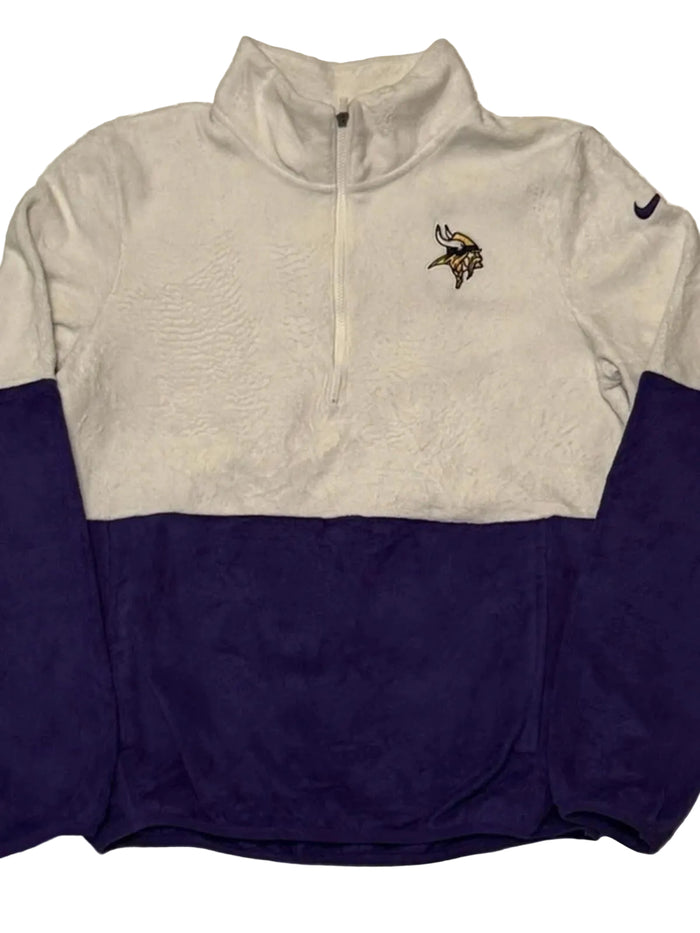 Nike Minesota Vikings Fleece Men's Extra Small (XS) White and Purple Quarter Zip